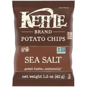 Kettle Brand Potato Chips, Krinkle Cut, Dill Pickle Kettle Chips, Snack Bag 2 Oz(Sea Salt)