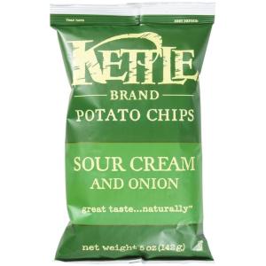 Kettle Brand Potato Chips, Krinkle Cut, Dill Pickle Kettle Chips, Snack Bag 2 Oz(Sour Cream & Onion)