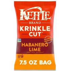 Kettle Brand Potato Chips, Krinkle Cut, Habanero Lime Kettle Chips, 7.5 Oz(Krinkle Cut Habanero Lime)