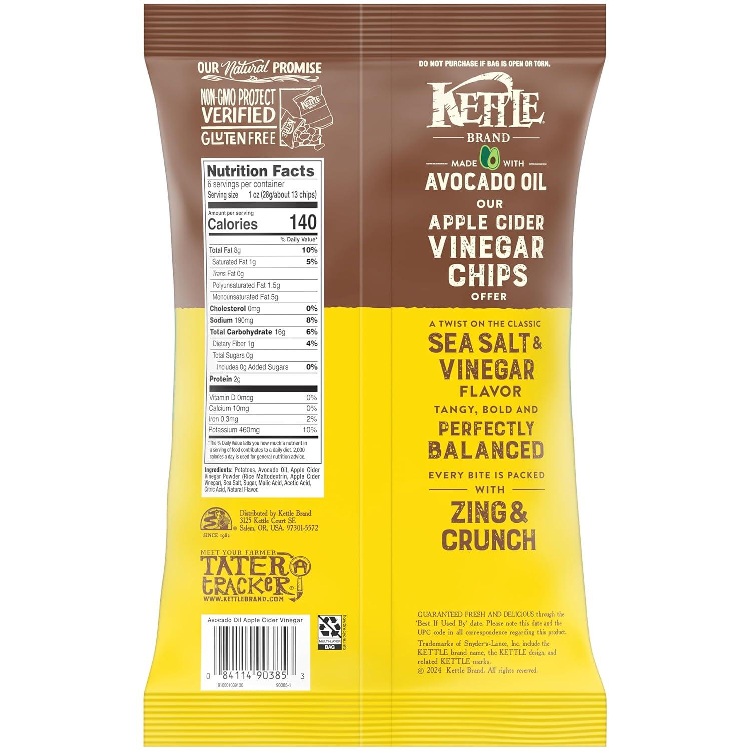 image:imageKettle Brand Made with Avocado Oil Apple Cider Vinegar Chips 6 Oz BagApple Cider Vinegar