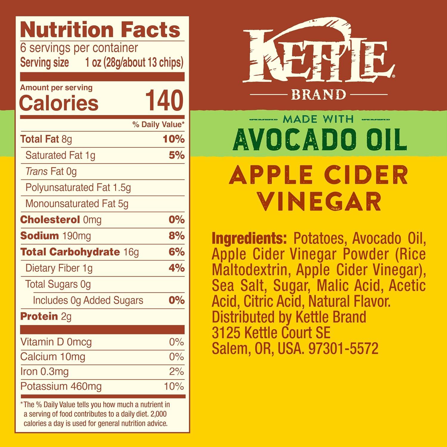 image:imageKettle Brand Made with Avocado Oil Apple Cider Vinegar Chips 6 Oz BagApple Cider Vinegar