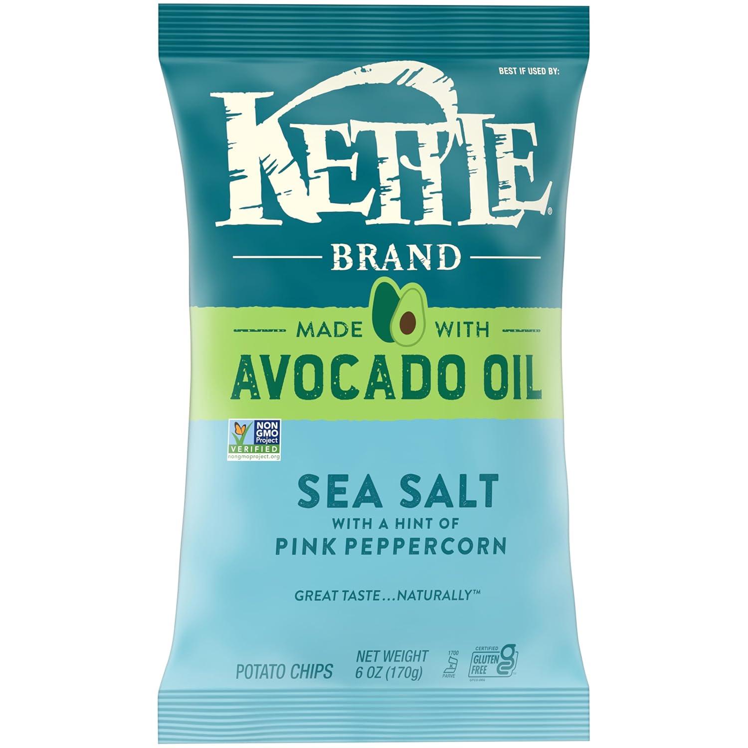 image:imageKettle Brand Made with Avocado Oil Apple Cider Vinegar Chips 6 Oz BagSea Salt Pink Peppercorn