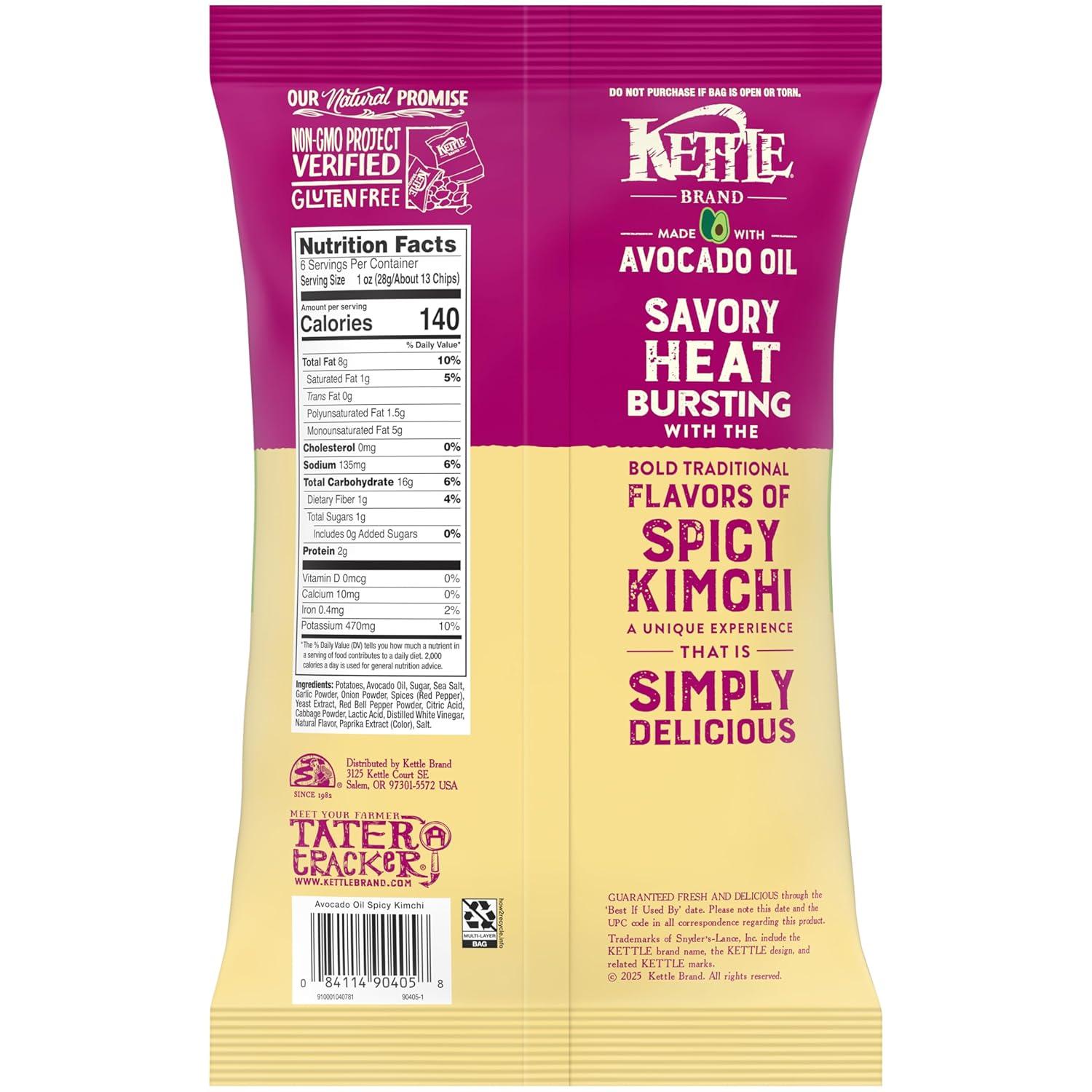 image:imageKettle Brand Made with Avocado Oil Apple Cider Vinegar Chips 6 Oz BagSpicy Kimchi