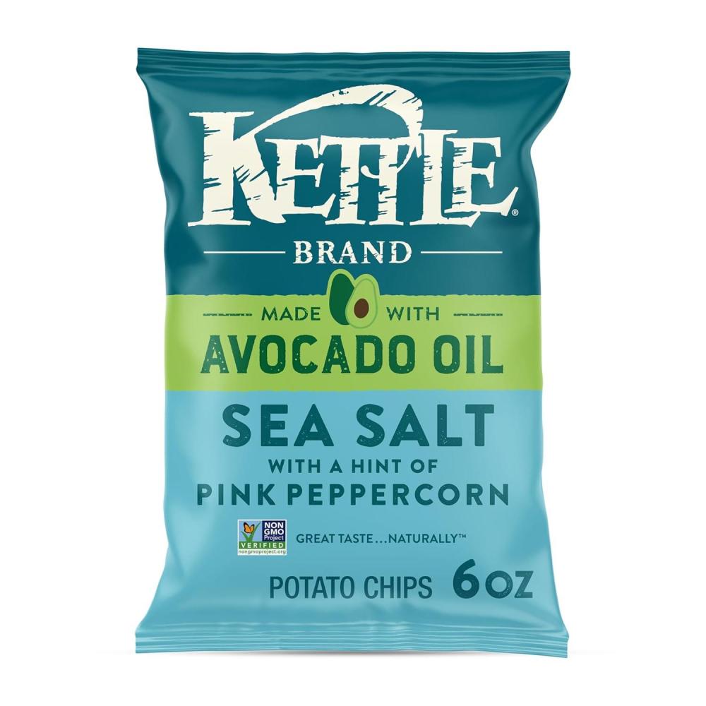 image:imageKettle Brand Made with Avocado Oil Apple Cider Vinegar Chips 6 Oz BagSea Salt Pink Peppercorn