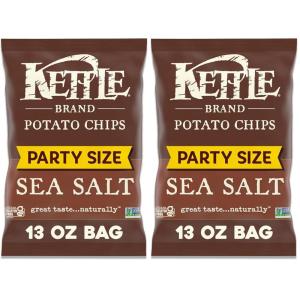 Kettle Brand Foods Sea Salt Potato Chips, 13 oz Party Size(13 Ounce (Pack of 2))