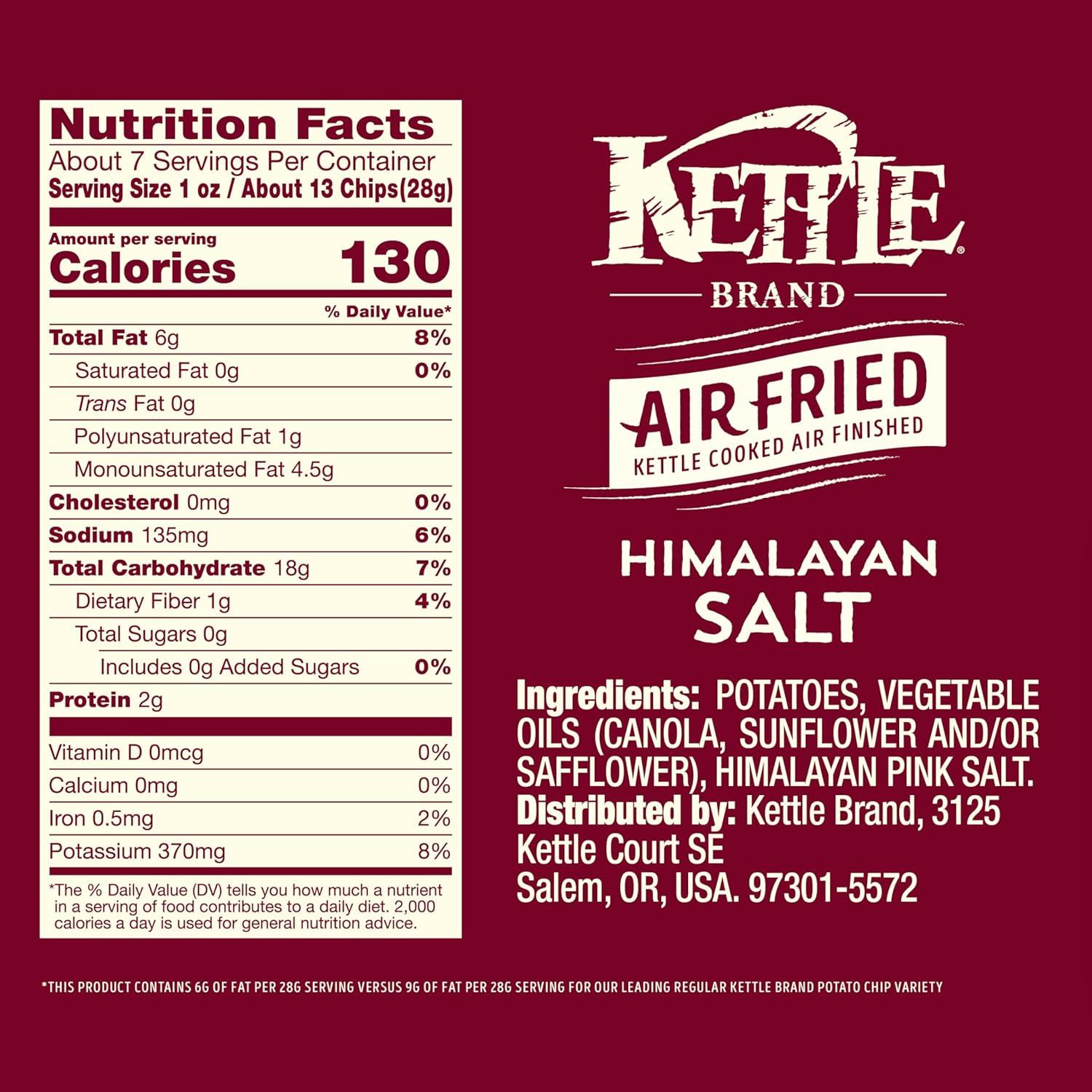 image:imageKettle Brand Potato Chips Air Fried Himalayan Salt Kettle Chips 65 Oz BagHimalayan Salt