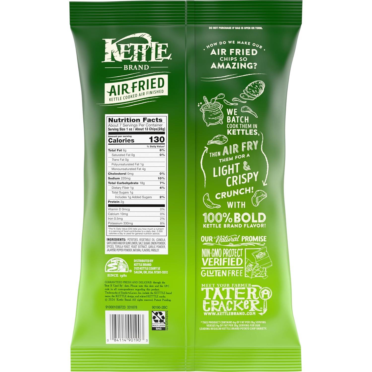 image:imageKettle Brand Potato Chips Air Fried Jalapeo Kettle Chips 65 Oz BagJalapeno