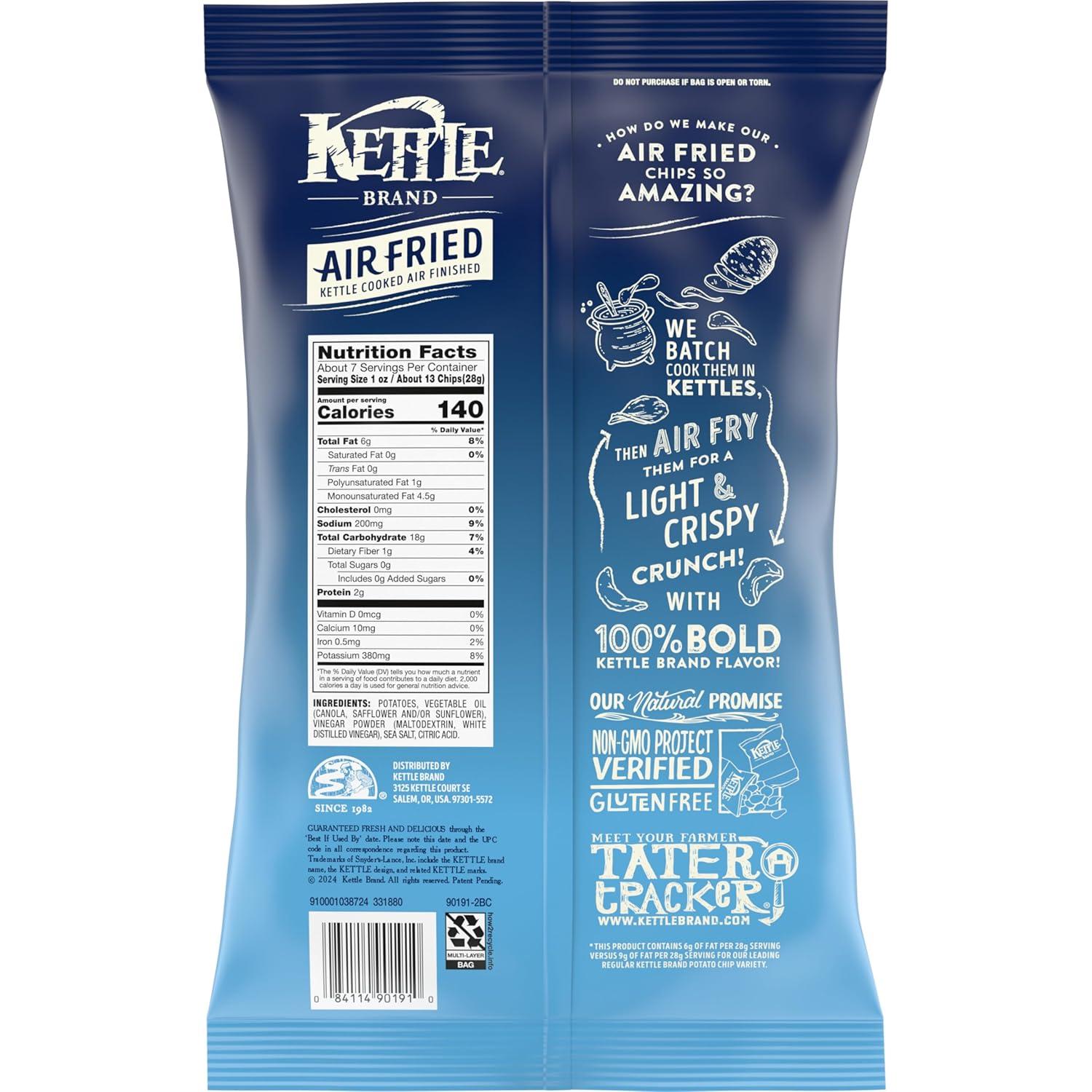 image:imageKettle Brand Potato Chips Air Fried Sea Salt amp Vinegar Kettle Chips 65 Oz BagSea Salt Vinegar Air Fried